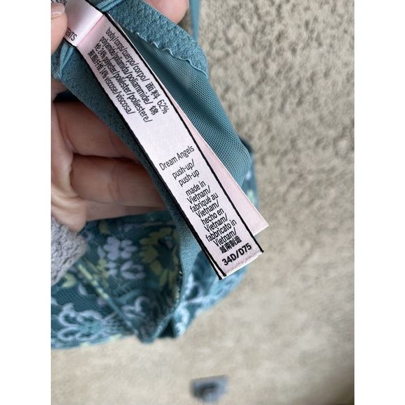 Victorias Secret Dream Angels Push Up Bra - Size 34D - Teal Blue/ Yellow - Picture 9 of 9